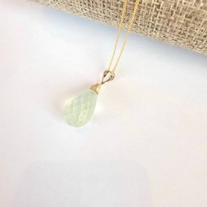 Prehnite Necklace Minimalist Crystal Gemstone